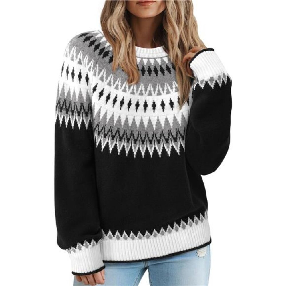 Womens Fall Sweaters 2025 Long Sleeve Colorblock Pullover Casual Knit